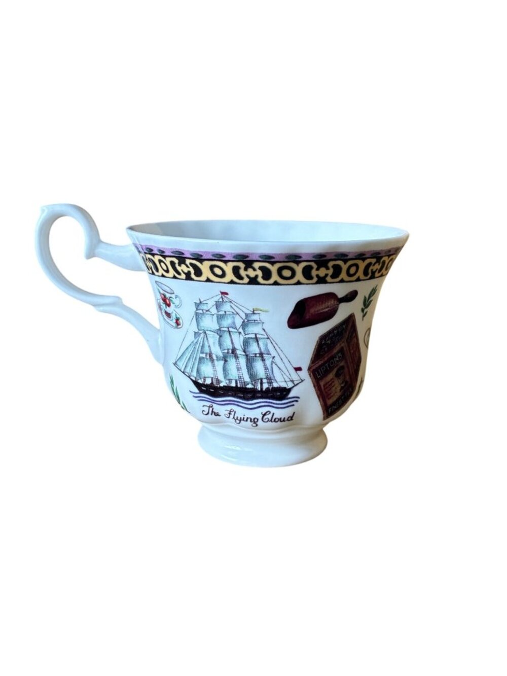 Roy Kirkham Fine Bone China Tea Cup THE FLYING CLOUD Clipper Ship England Flower